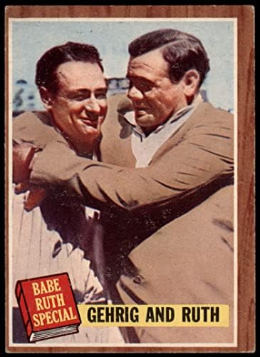 1962 Topps 140 NRM Babe Ruth/Lou Gehrig New York Yankees (Baseball Kártya) (Normál Árnyalat) VG Yankees