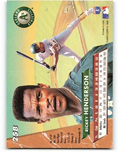 1993 Ultra 258 Rickey Henderson - Oakland Athletics
