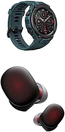 Amazfit T-Rex Pro Smart Óra (Acél Kék) + PowerBuds Igaz Vezeték nélküli Fülhallgató (Fekete) Csomag, pulzusmérő, Wi-Fi, Bluetooth,